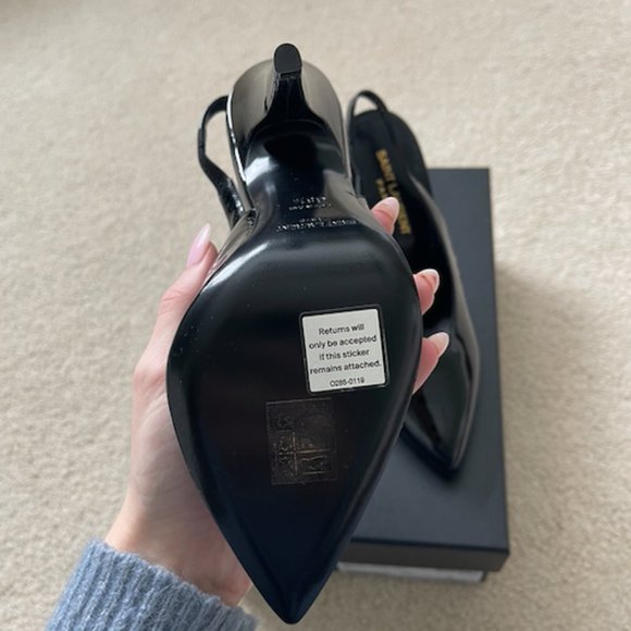 SAINT LAURENT Patent-Leather Slingback Pumps - Picture 4 of 6